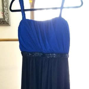 Beautiful blue and black asymmetrical dress